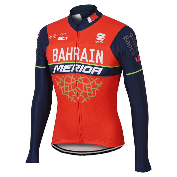 Maglia Bahrain Merida Manica Lunga 2017 rosso